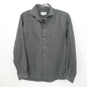 Eton Shirt Mens Large Gray Plaid Contemporary‎ Fit Metal Button Up Dress Casual